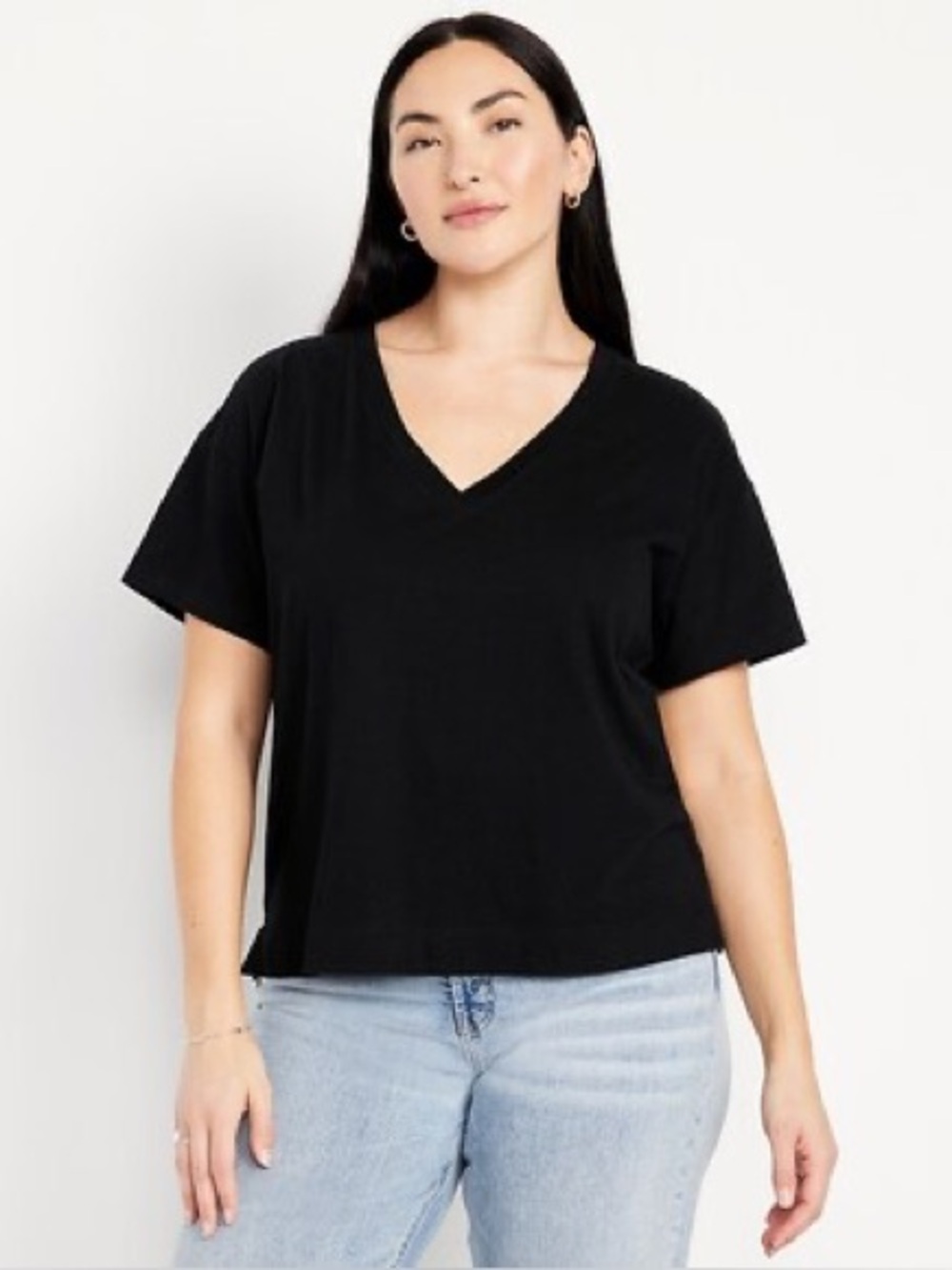 Old Navy Black Vintage Cotton V-Neck
 Short Sleeve Tee Plus Size, XXL - Picture 9 of 10